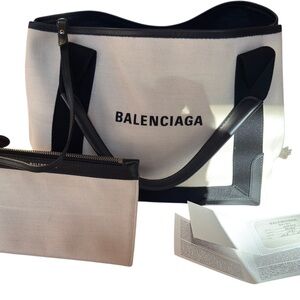 Balenciaga Black and Cream Tote Bag